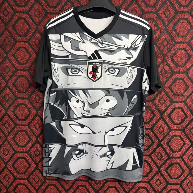Fan Version Japan 2024 Black/White Comic Soccer Jersey Football Shirt