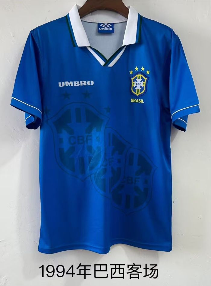 Retro Jersey 1994 Brazil Away Blue Soccer Jersey Vintage Brasil Camisetas de Futbol