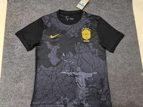Fan Version 2024 Brazil Black/Grey Jesus Special Edition Soccer Jersey Brasil Football Shirt