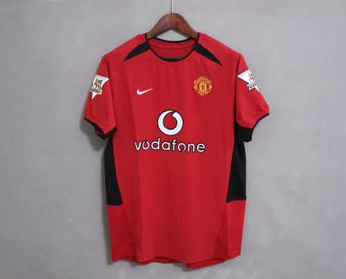 with EPL Patch Retro Jersey 2002-2004 Manchester United Home Soccer Jersey Vintage Man Utd Football Shirt
