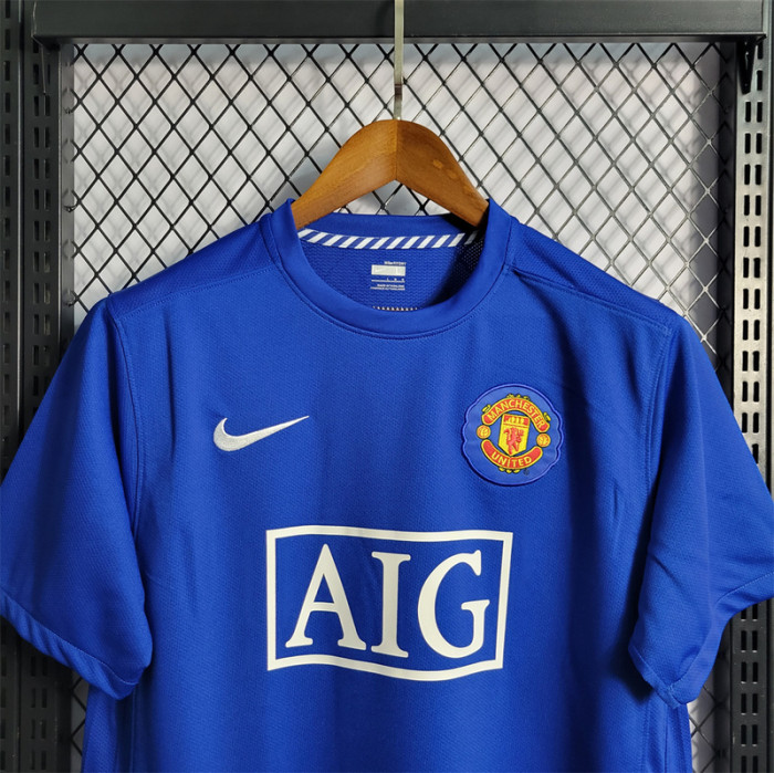 Retro Jersey 2008-2009 Manchester United Away Blue Soccer Jersey Vintage Football Shirt