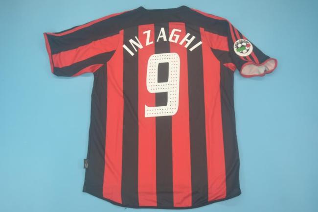 with Coppa Italia+Serie A Patch Retro Jersey 2003-2004 Ac Milan INZAGHI 9 Home Soccer Jersey Vintage Football Shirt