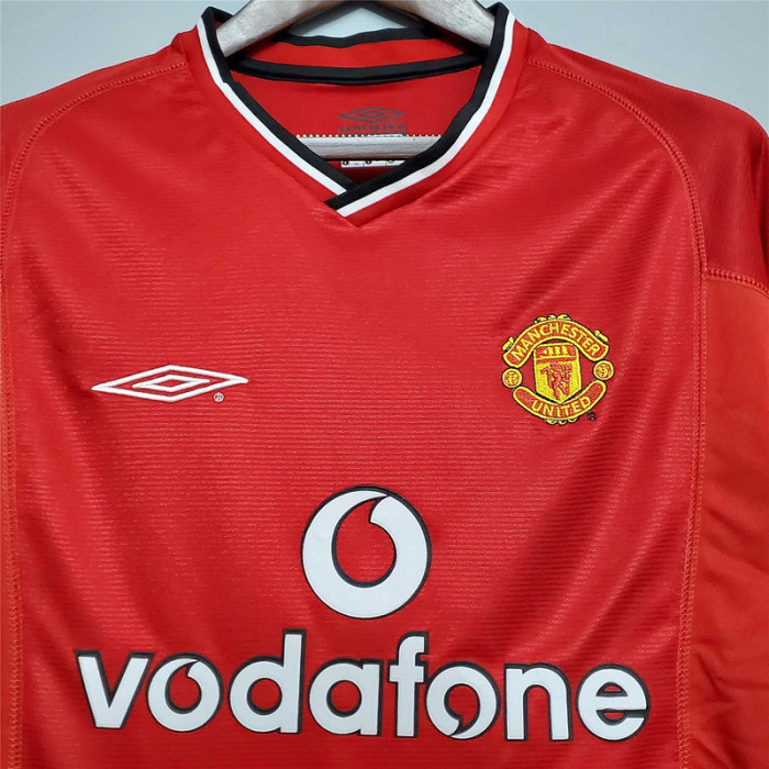 with EPL Patch Retro Jersey 2000-2002 Manchester United Home Soccer Jersey Vintage Football Shirt