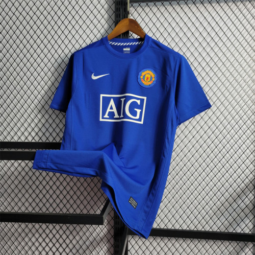 Retro Jersey 2008-2009 Manchester United Away Blue Soccer Jersey Vintage Football Shirt