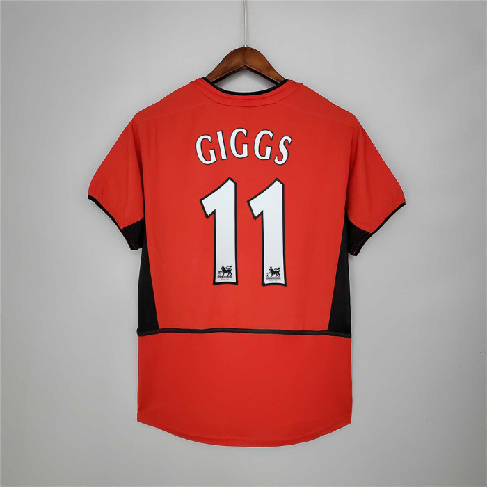 Retro Jersey 2002-2004 Manchester United GIGGS 11 Home Soccer Jersey Vintage Football Shirt