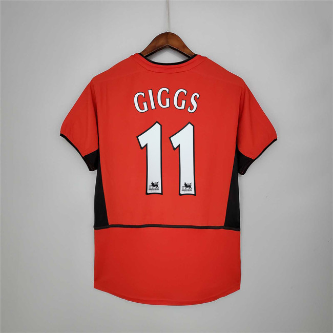 Retro Jersey 2002-2004 Manchester United GIGGS 11 Home Soccer Jersey Vintage Football Shirt