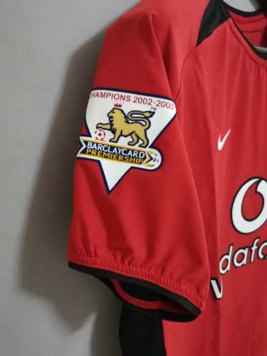 with EPL Patch Retro Jersey 2002-2004 Manchester United Home Soccer Jersey Vintage Man Utd Football Shirt