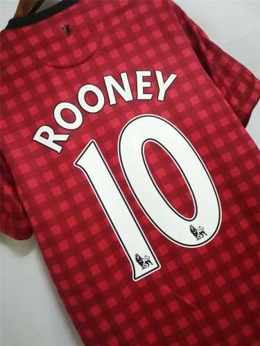 with EPL Patch Retro Jersey 2012-2013 Manchester United ROONEY 10 Home Soccer Jersey Vintage Football Shirt