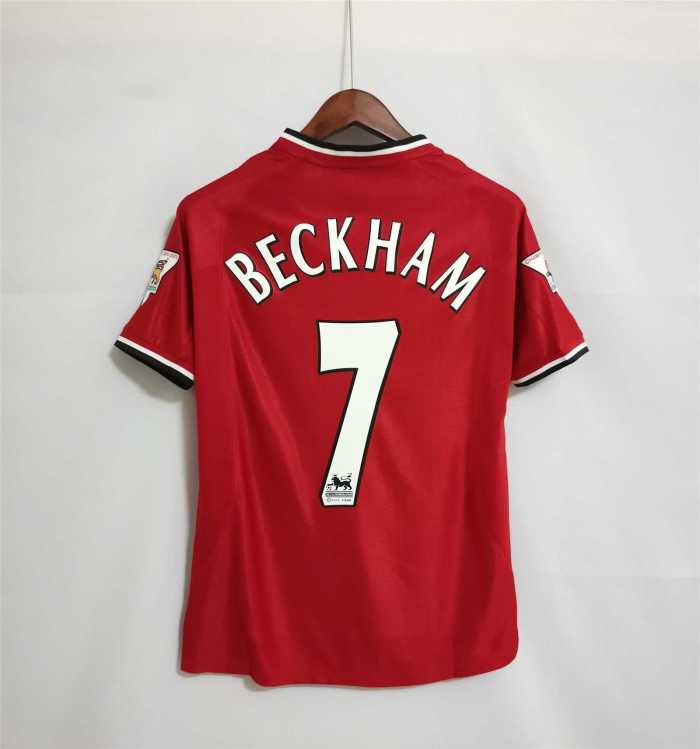 with EPL Patch Retro Jersey 2000-2002 Manchester United RONALDO 7 Home Soccer Jersey Vintage Football Shirt