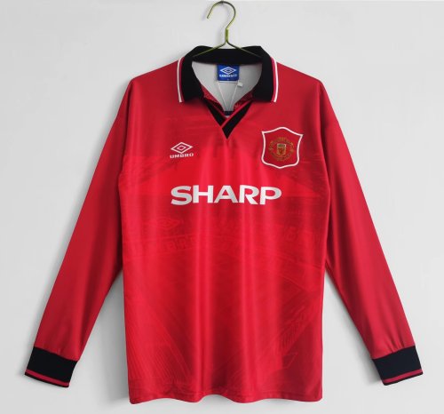 Retro Jersey Long Sleeve 1994-1996 Manchester United Home Soccer Jersey Vintage Football Shirt
