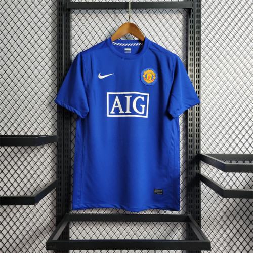 Retro Jersey 2008-2009 Manchester United Away Blue Soccer Jersey Vintage Football Shirt