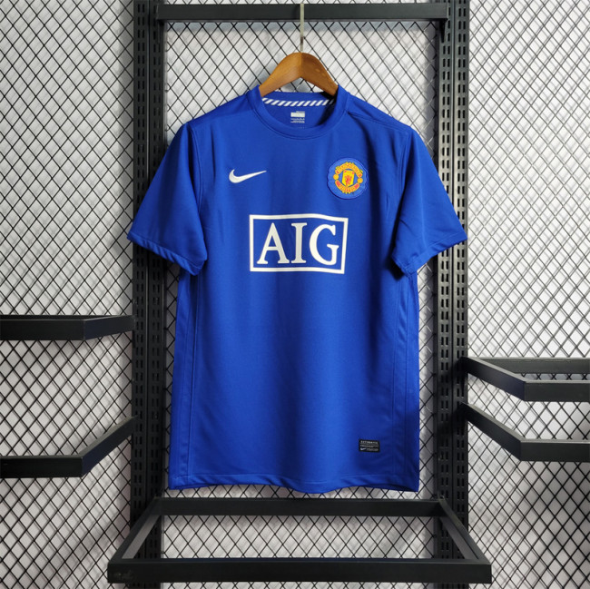 Retro Jersey 2008-2009 Manchester United Away Blue Soccer Jersey Vintage Football Shirt