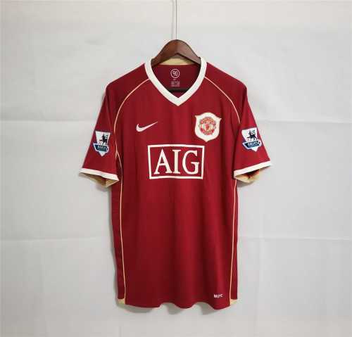 with EPL Patch Retro Jersey 2006-2007 Manchester United Home Red Soccer Jersey Vintage Football Shirt