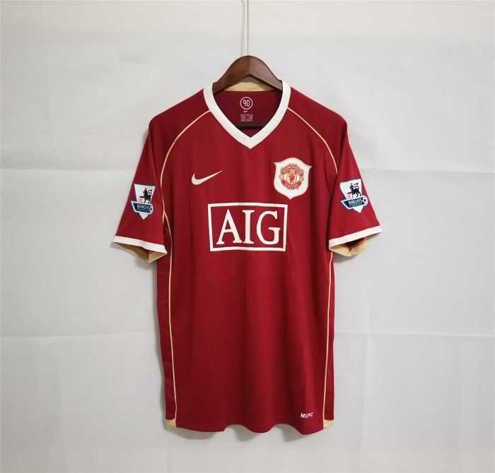 with EPL Patch Retro Jersey 2006-2007 Manchester United Home Red Soccer Jersey Vintage Football Shirt