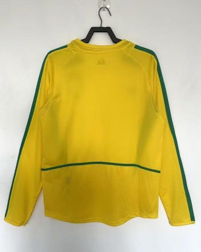 Long Sleeve Retro Jersey 2002 Brazil Home Soccer Jersey Brasil Camisetas de Futbol