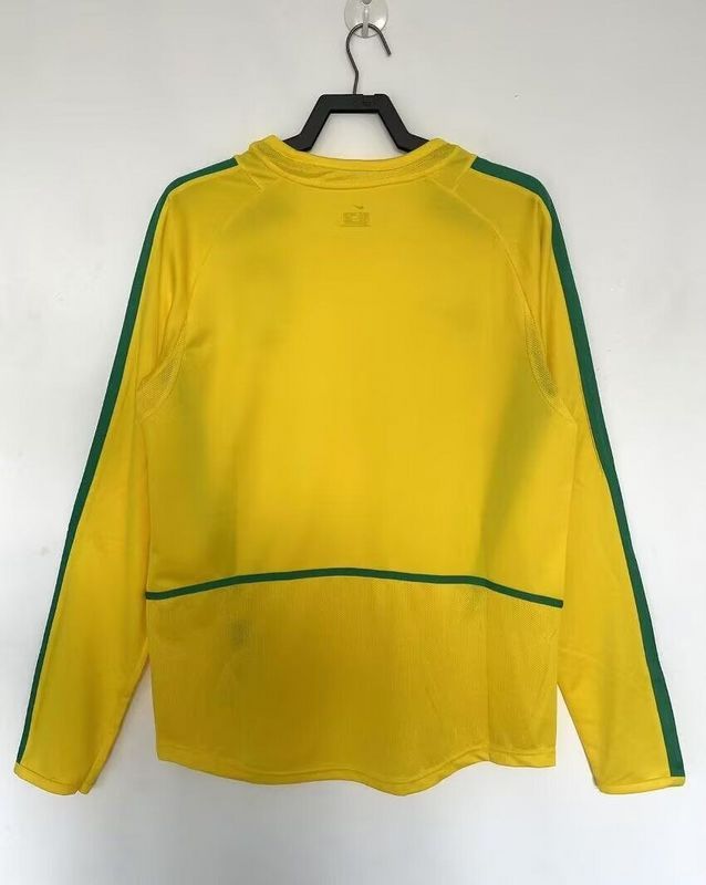 Long Sleeve Retro Jersey 2002 Brazil Home Soccer Jersey Brasil Camisetas de Futbol