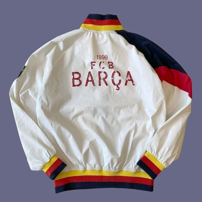 Retro Model Barcelona White Soccer Windbreaker Jacket