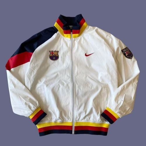 Retro Model Barcelona White Soccer Windbreaker Jacket