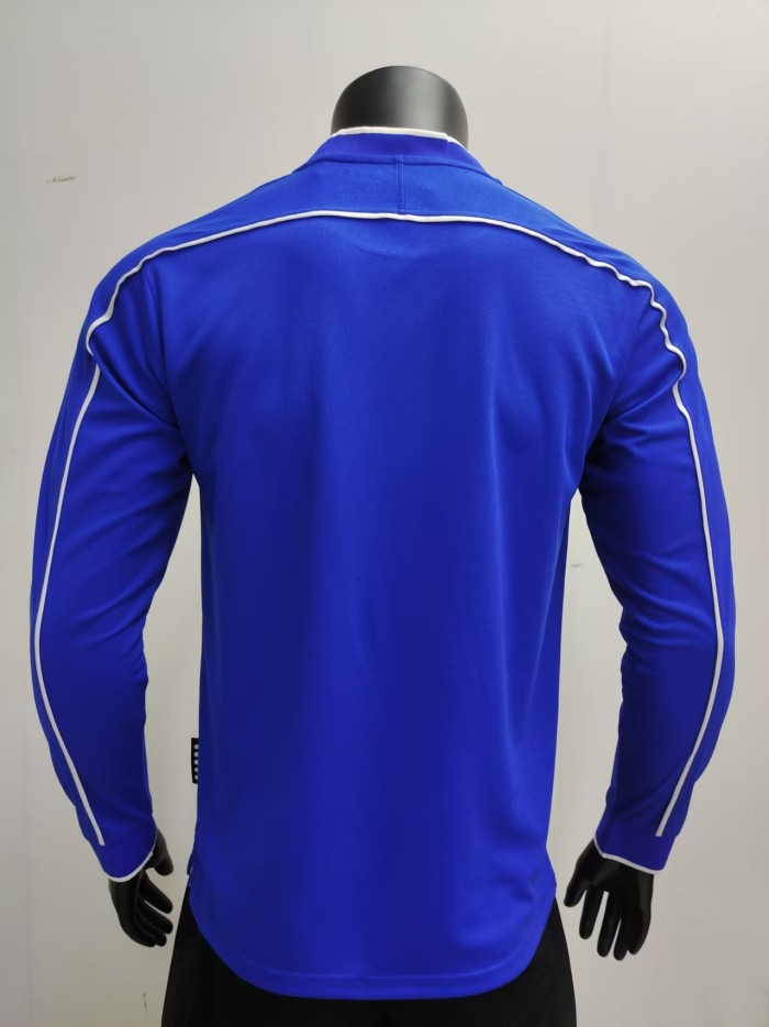 Long Sleeve Retro Jersey 1998 Brazil Away Blue Soccer Jersey Brasil Camisetas de Futbol