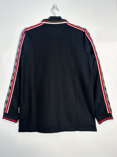 Long Sleeve Retro Jersey 1999 Manchester United Away Black Soccer Jersey Vintage Man Utd Football Shirt