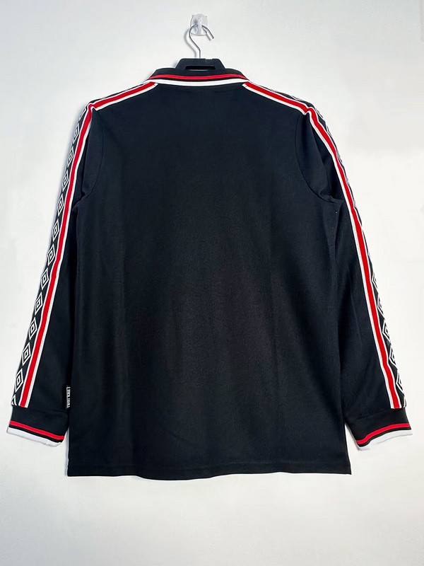 Long Sleeve Retro Jersey 1999 Manchester United Away Black Soccer Jersey Vintage Man Utd Football Shirt