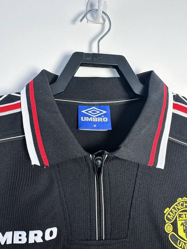 Long Sleeve Retro Jersey 1999 Manchester United Away Black Soccer Jersey Vintage Man Utd Football Shirt