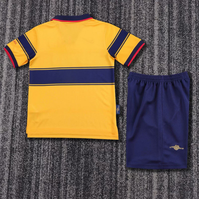 Retro Youth Uniform Kids Kit 1997-1998 Arsenal Away Yellow Soccer Jersey Shorts Vintage Child Football Set
