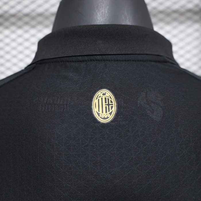 Long Sleeve Player Version 2024-2025 AC Milan 125th Anniversary Black Soccer Jersey AC Football Shirt