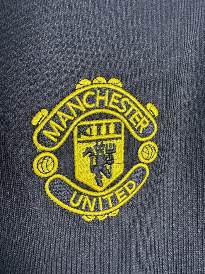 Long Sleeve Retro Jersey 1999 Manchester United Away Black Soccer Jersey Vintage Man Utd Football Shirt