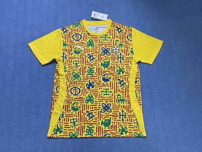 Fan Version 2025 Ghana Yellow Soccer Training Jersey Football Pre-match Shirt