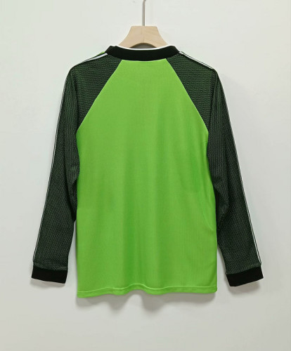 Long Sleeve Retro Jersey 1998-1999 Manchester United Green Goalkeeper Soccer Jersey Vintage Man Utd Football Shirt