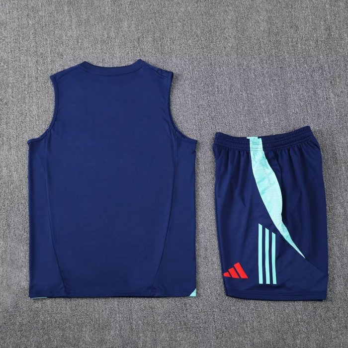 Adult Uniform 2025-2026 Flanengo Dark Blue Soccer Training Vest and Shorts Football Set