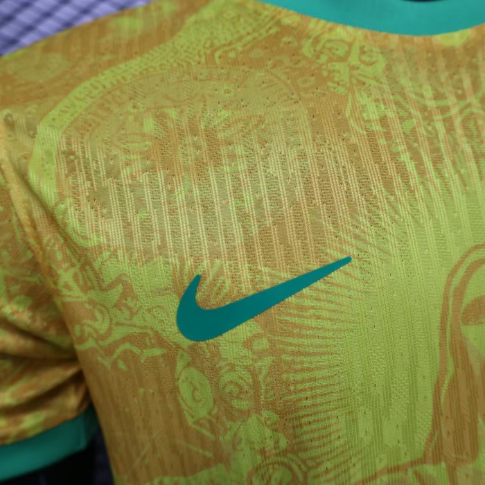 Player Version 2025 Brazil Yellow Jesus Soccer Jersey Brasil Football Shirt