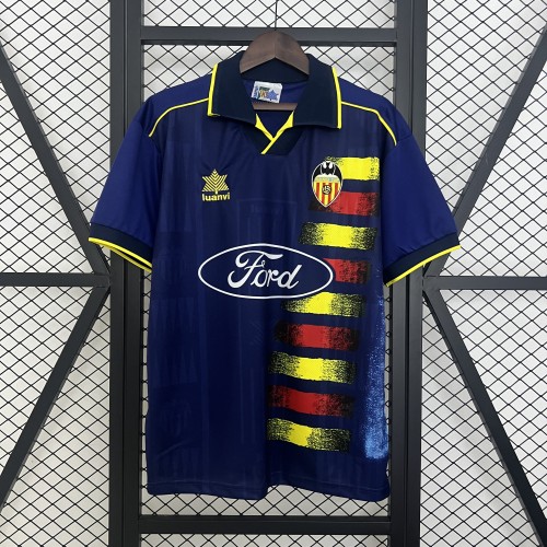 Retro Jersey 1996-1997 Valencia Away Blue Soccer Jersey Vintage Football Shirt