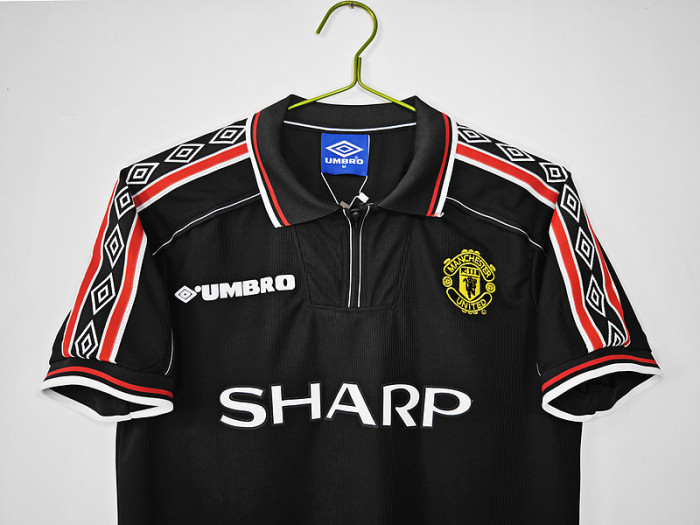 Retro Jersey 1998-1999 Manchester United Black Goalkeeper Soccer Jersey Vintage Man Utd Football Shirt