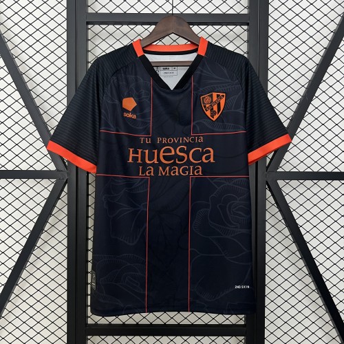 Fans Version 2024-2025 Huesca Third Away Black Soccer Jersey Football Shirt