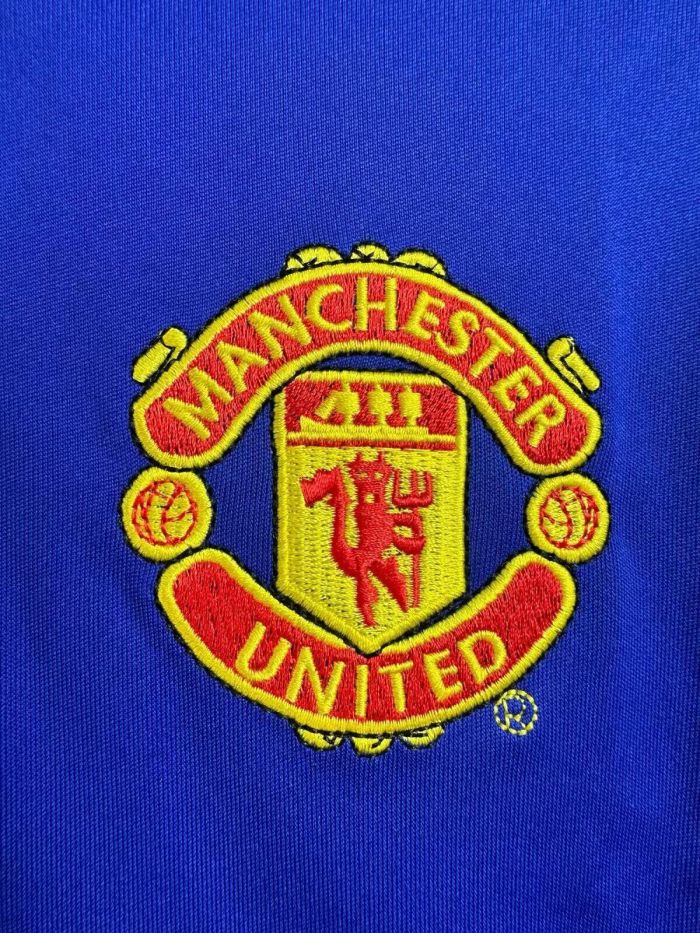 Long Sleeve Retro Jersey 2002-2003 Manchester United Third Away Blue Soccer Jersey Vintage Man Utd Football Shirt