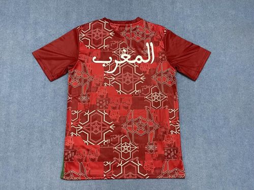 Fans Version 2025 Morocco Red Soccer Training Jersey Football Pre-match Shirt