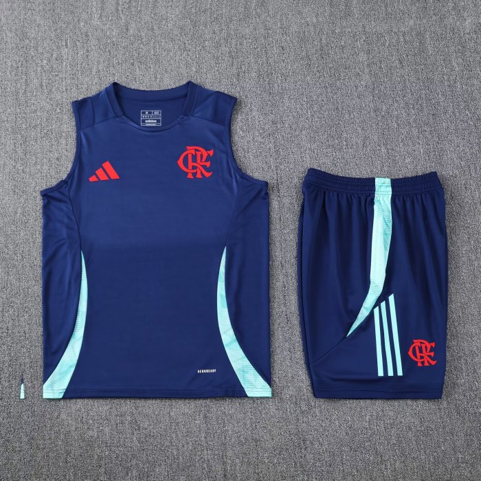 Adult Uniform 2025-2026 Flanengo Dark Blue Soccer Training Vest and Shorts Football Set