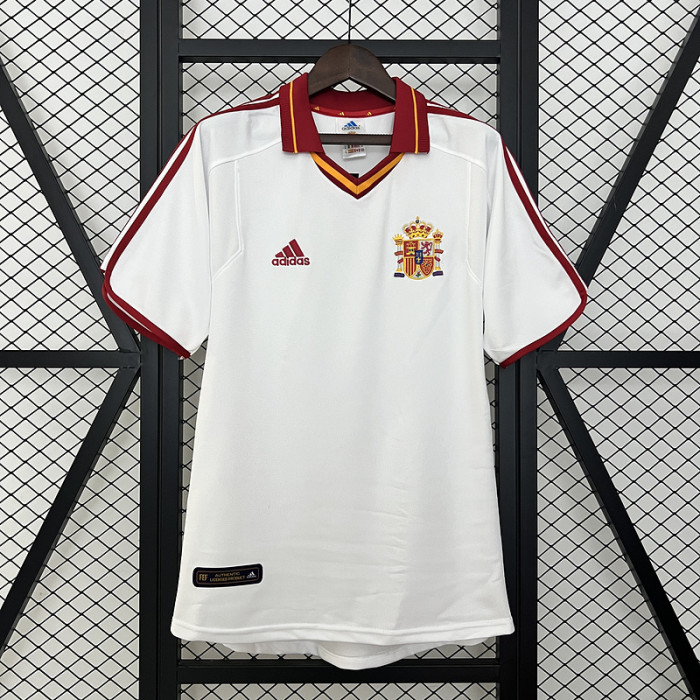 Retro Jersey 2000 Spain Away White Soccer Jersey Vintage Camiseta de España Football Shirt