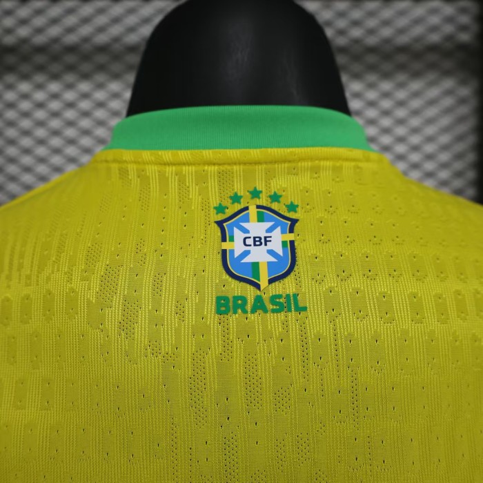 Player Version 2025 Brazil Yellow Jesus Soccer Jersey Brasil Football Shirt