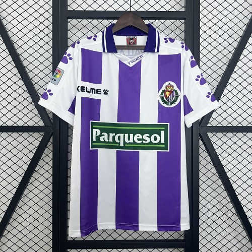 with LFP Patch Retro Jersey 1995-1996 Real Valladolid Home Soccer Jersey Vintage Football Shirt