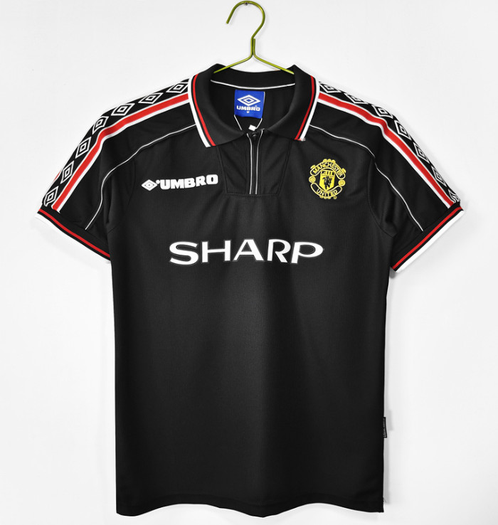 Retro Jersey 1998-1999 Manchester United Black Goalkeeper Soccer Jersey Vintage Man Utd Football Shirt