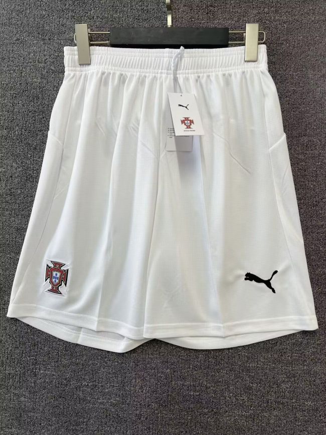 Fan Version Portugal 2025 Away White Soccer Shorts Football Shorts