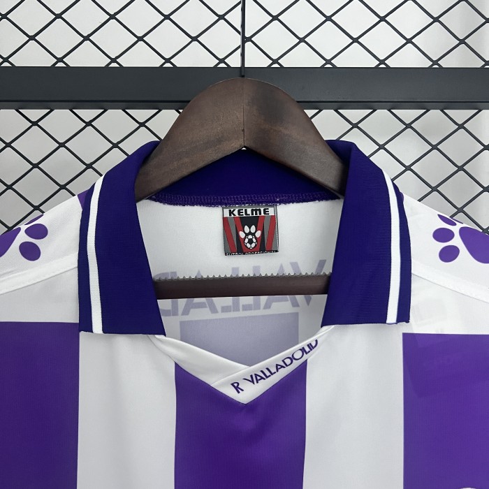 with LFP Patch Retro Jersey 1995-1996 Real Valladolid Home Soccer Jersey Vintage Football Shirt