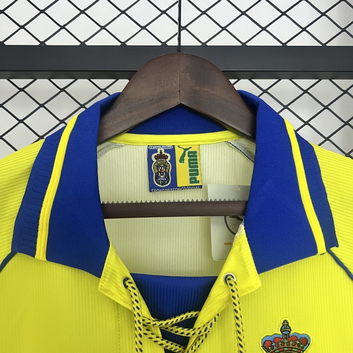 with LFP Patch Retro Jersey 1997-1998 Las Palmas Home Soccer Jersey Football Shirt