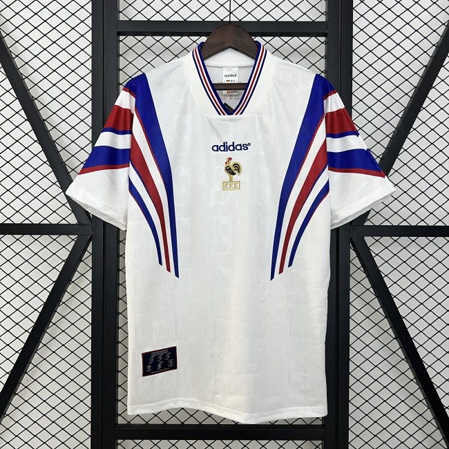 Retro Jersey 1996 France Away White Soccer Jersey Vintage Football Shirt