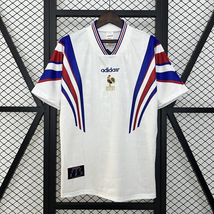 Retro Jersey 1996 France Away White Soccer Jersey Vintage Football Shirt