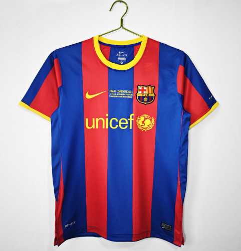 with Front Lettering Retro Jersey 2010-2011 Barcelona UCL Final Home Soccer Jersey Vintage Football Shirt