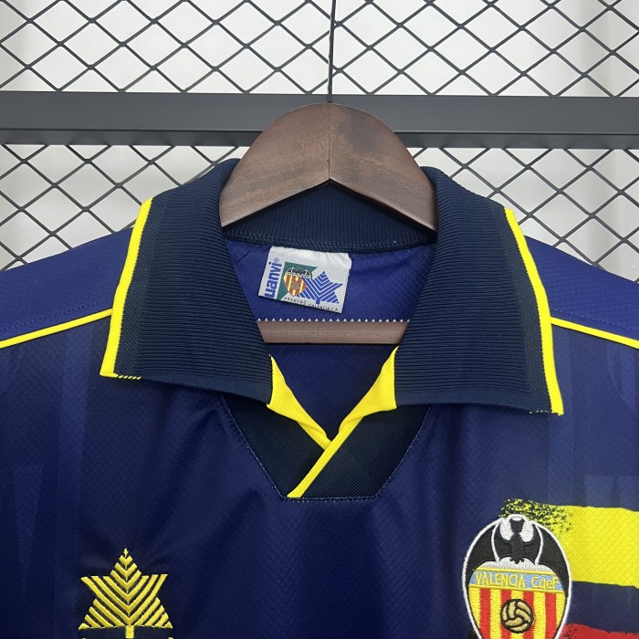 Retro Jersey 1996-1997 Valencia Away Blue Soccer Jersey Vintage Football Shirt